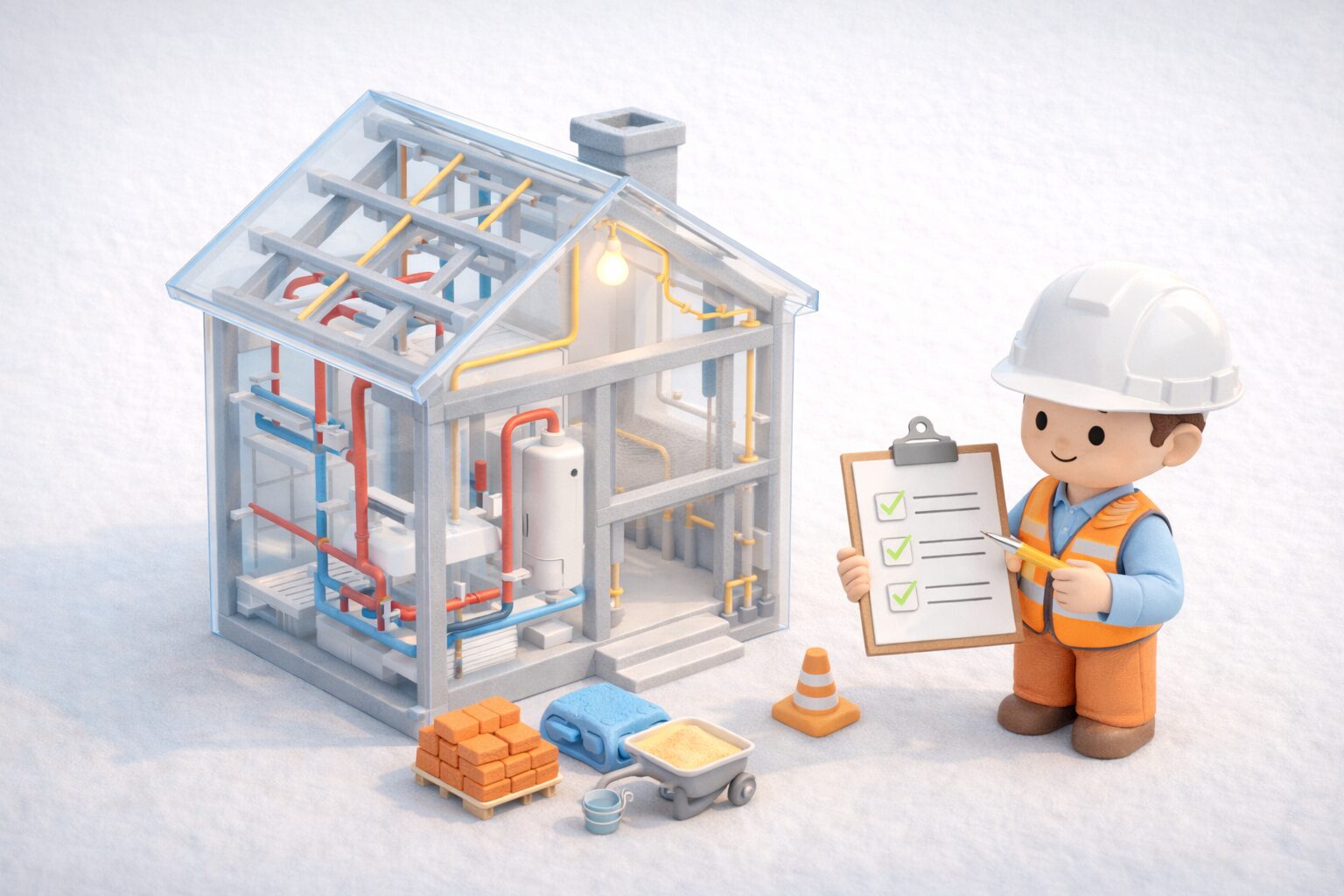 Ingénieur BET travaillant sur des plans techniques complexes