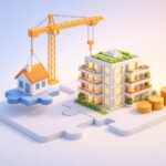 Transformation d'une maison en immeuble par un promoteur immobilier.