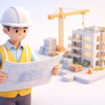 Promoteur immobilier supervisant un chantier de construction.