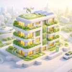 Immeuble du futur écologique et intelligent à énergie positive.