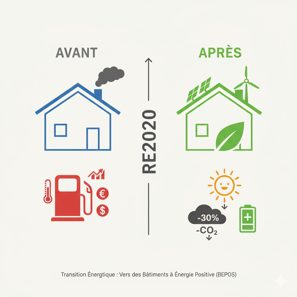 Comparatif RE 2020 et RT 2012