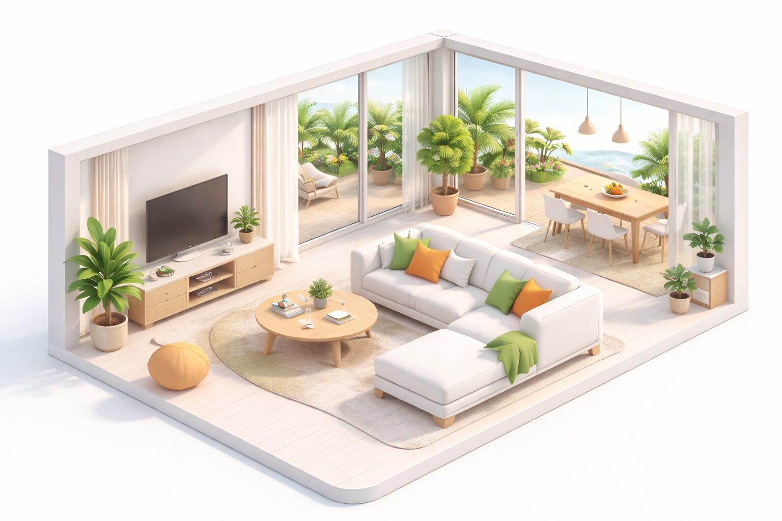 Intérieur lumineux avec grande terrasse Megastructures