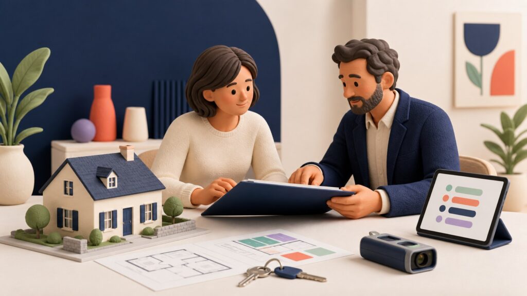 Propriétaire préparant les documents de son logement avant un audit énergétique de vente