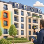 Expert réalisant une analyse thermique de la façade d’une copropriété pour préparer son audit énergétique