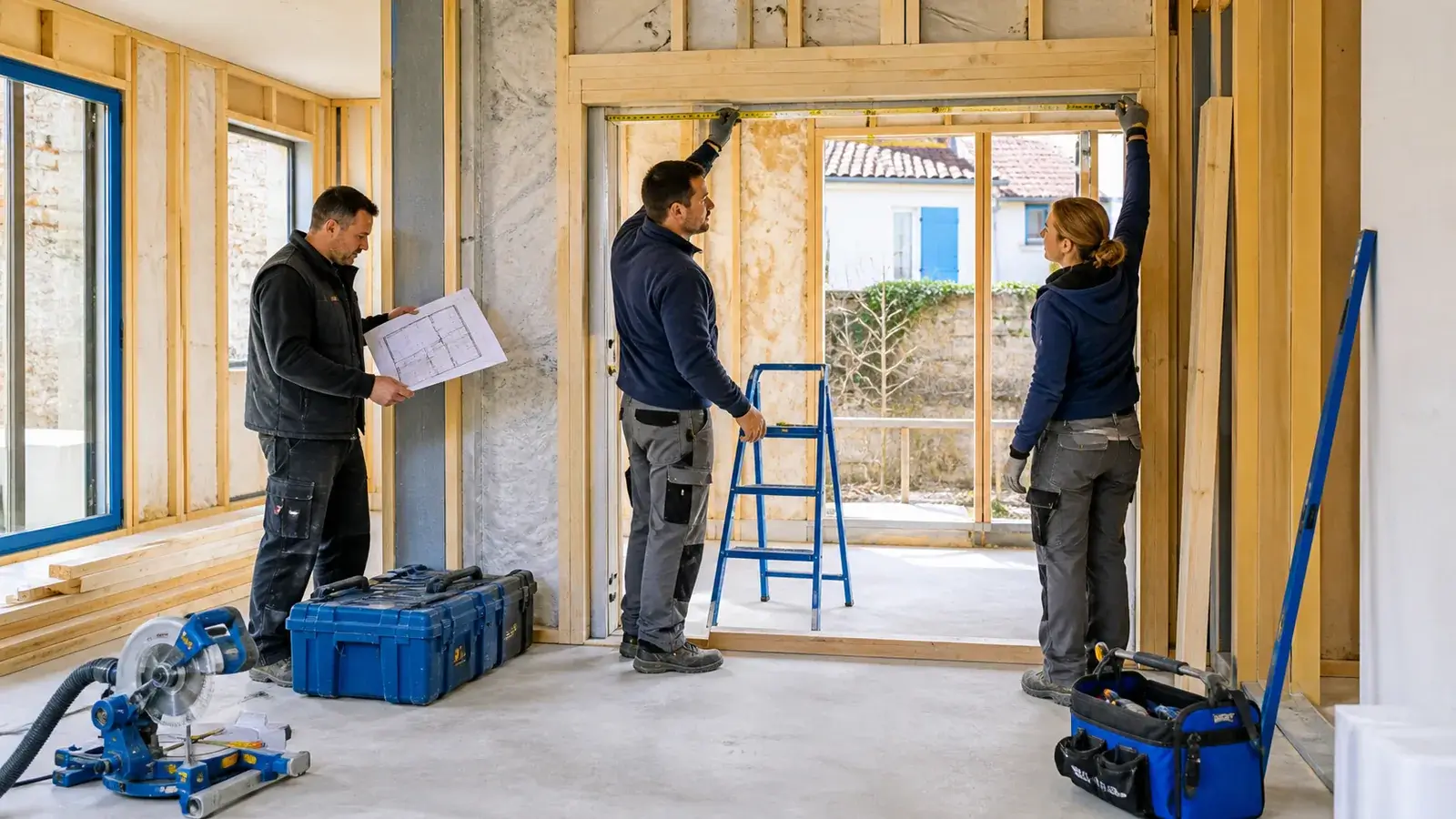 Équipe chantier contrôlant l’exécution d’un ouvrage