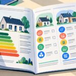Rapport d’audit énergétique ouvert présentant le logement et deux parcours de rénovation, annoté au crayon